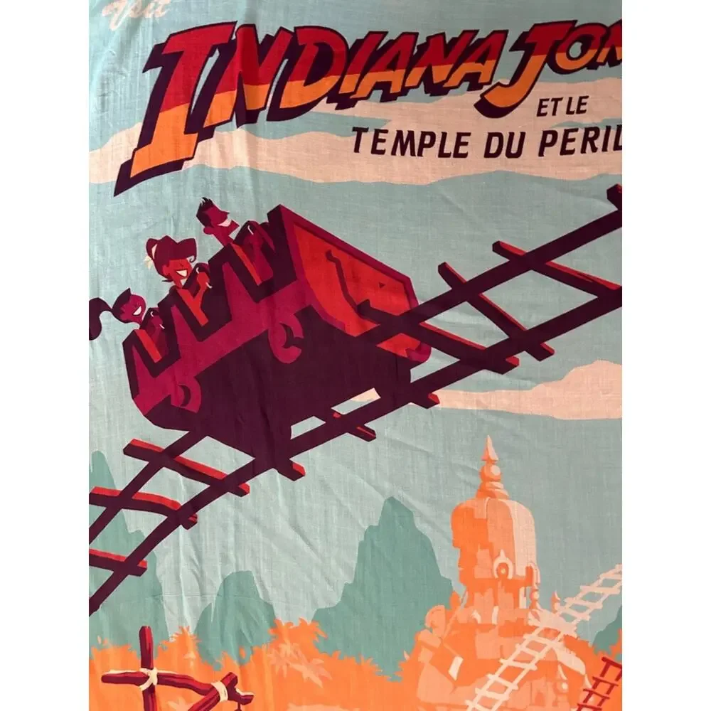 Disneyland Paris Graphic Scarf in Rich Berry and Blue, Indiana Jones in French